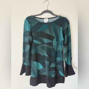 Papillon & Blanc Women's Teal Patterned Top